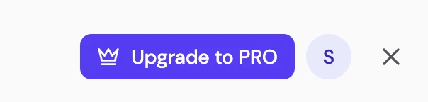 The right of the panel's toolbar: Upgrade to PRO, Sign in, and close